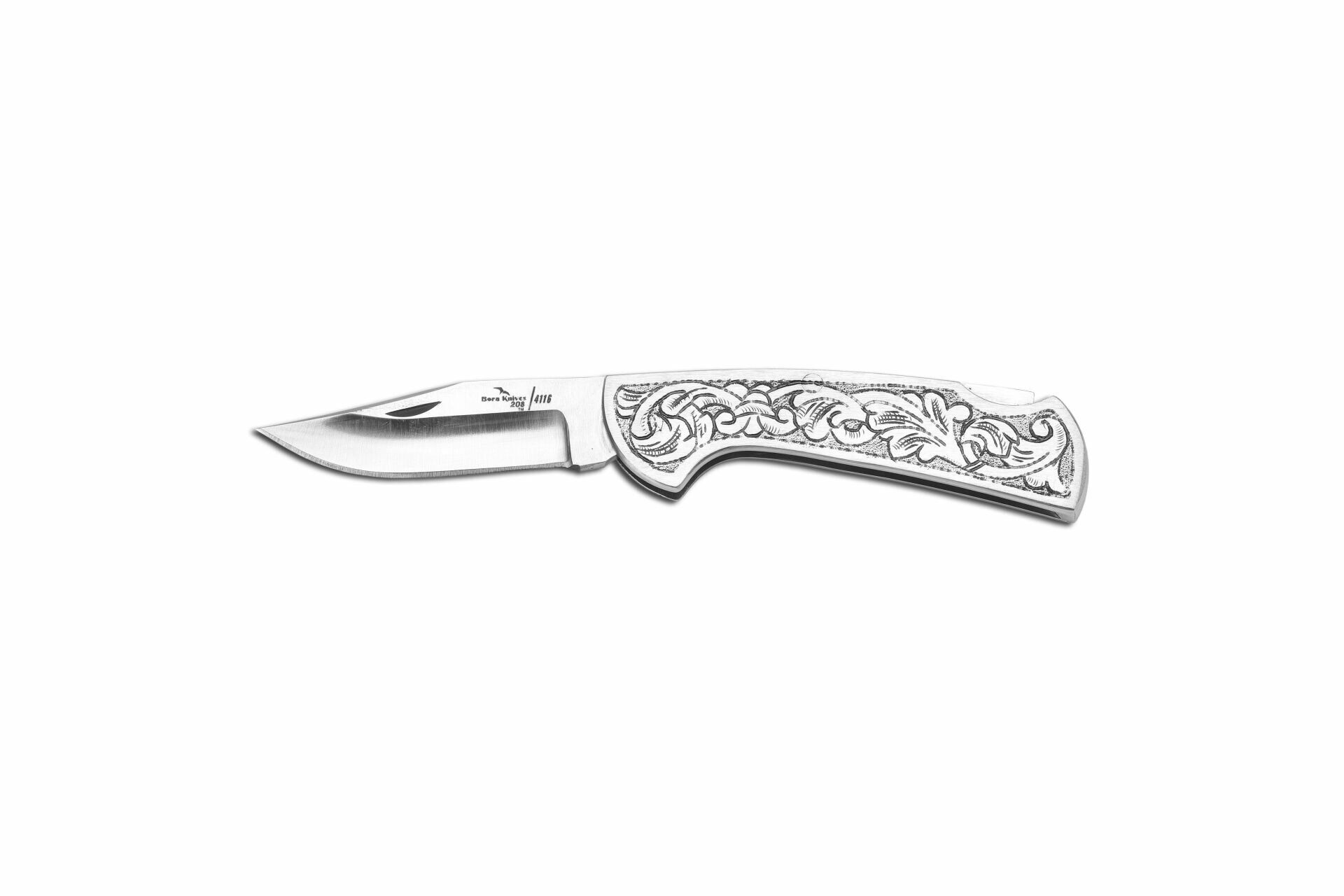 Bora 208 P Kilitli Mini Çelik Saplı Gravürlü Çakı