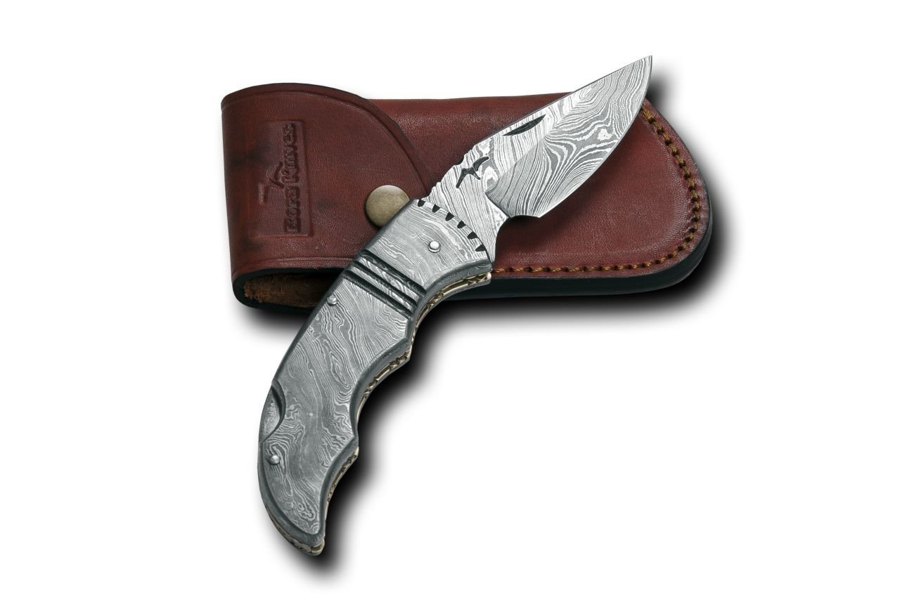 Bora 209 DMS-B Ergonomik Kilitli Damascus Çelik Boynuz Saplı Çakı