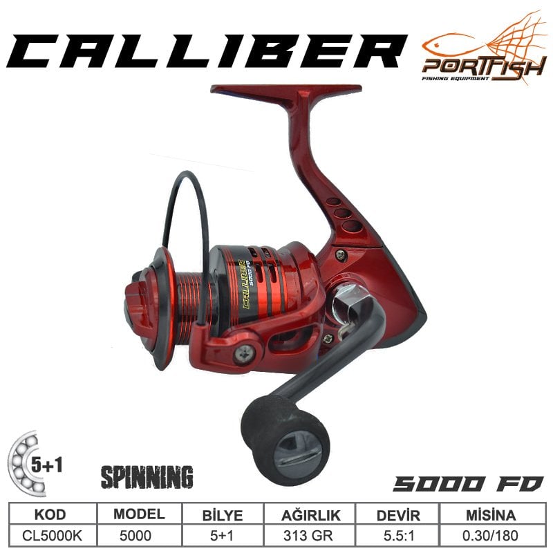 Portfish Calliber 5000 fd Olta Makinası 2+1 bb - Kırmızı