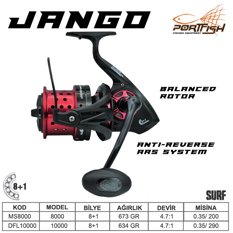 Portfish Jango 8000 fd Surf Olta Makinası 8+1 bb