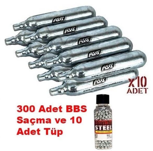 10 Adet Asg Co2 Tüp 300 Adet Bbs Saçma