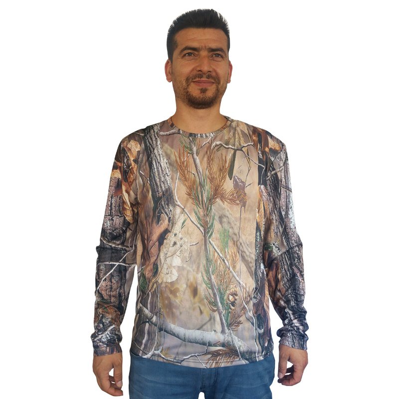 Antler Kahve Orman Desen Uzun Kollu Tshirt M
