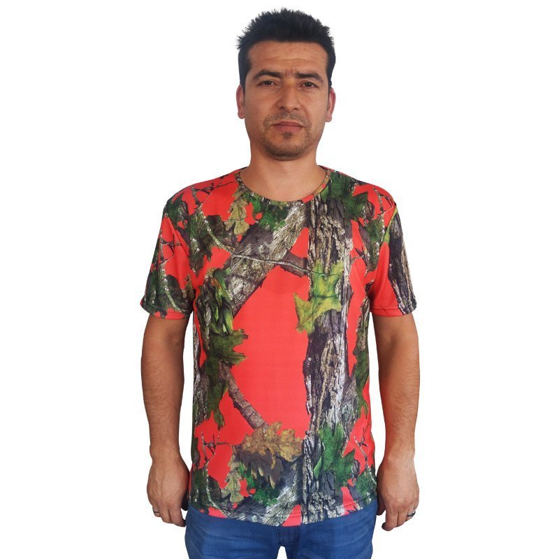 Antler Turuncu/Orman Desen Kısa Kollu Tshirt M