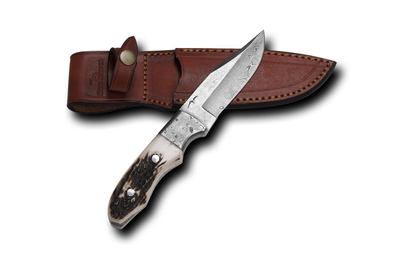 Bora 603 DMS-B Damascus Çelik Boynuz Saplı Bıçak