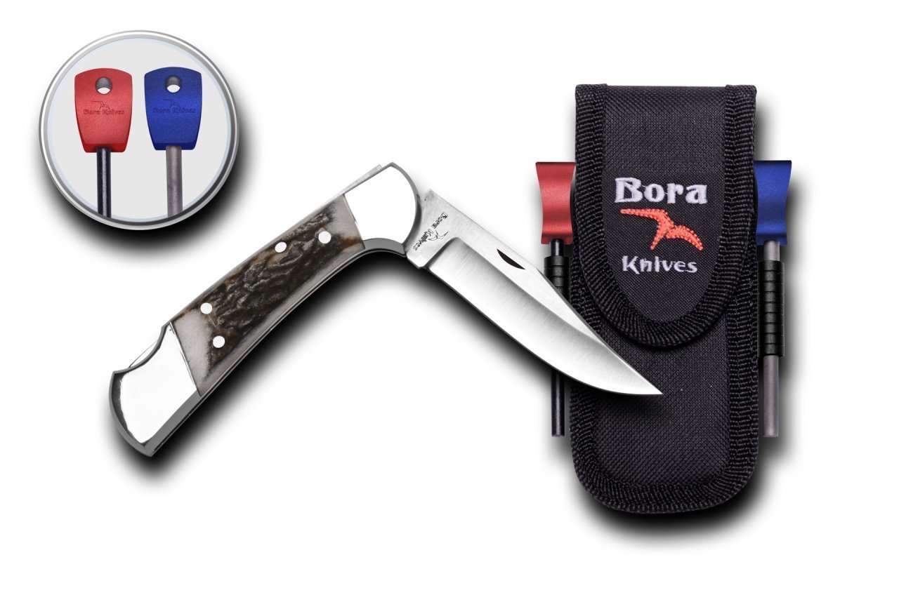 Bora 202 BPS Orta Boy Geyik Boynuzu Saplı Çakı Survival Kit