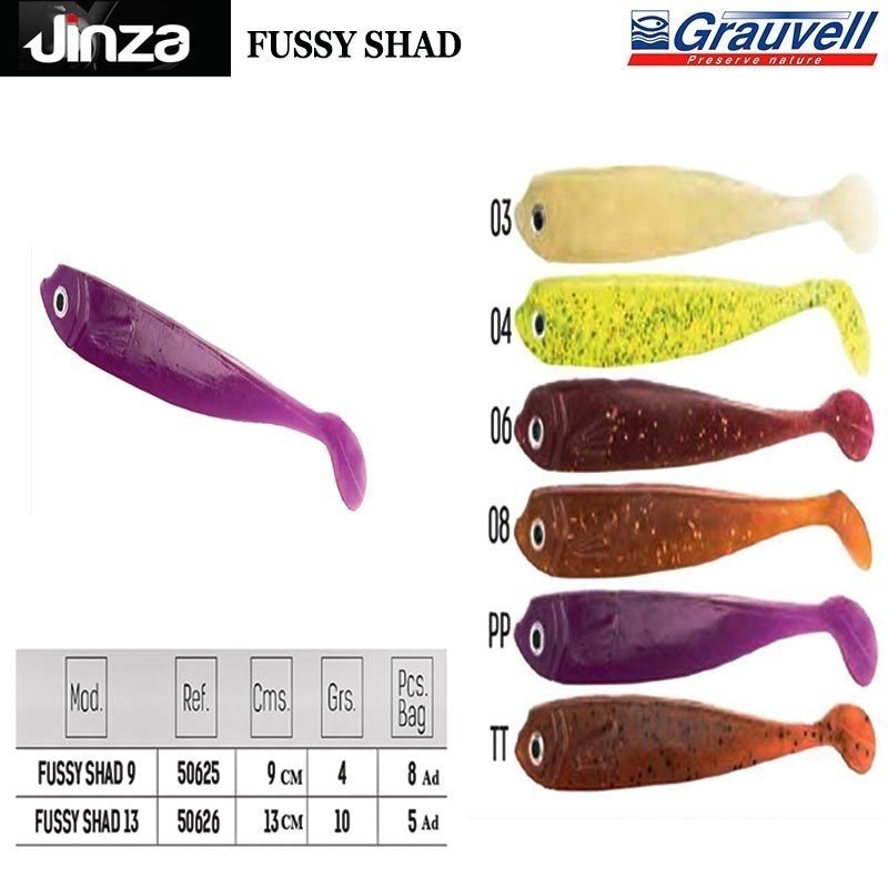 Jinza Hawk Fussy Shad 90 mm 4 gr Silikon Balık 8 Adet