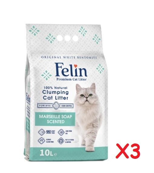 Felin Marsilya Sabunu Kokulu Topaklanan İnce Taneli Kedi Kumu 10L