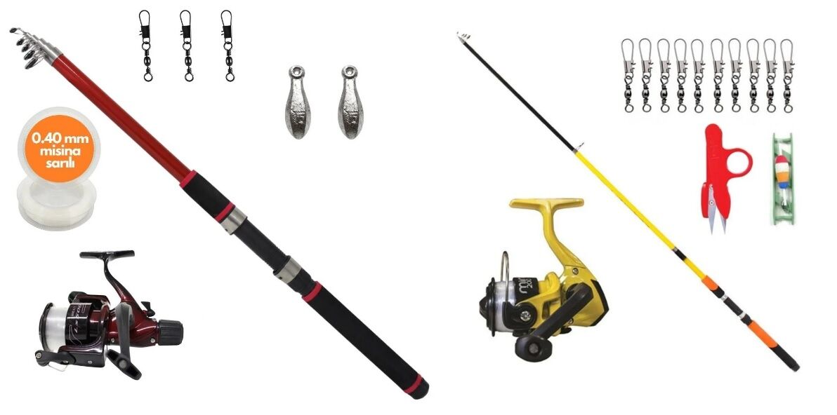 Baba Oğul Olta Seti Takımı 3 Metre Kamış Orta Boy Makine Ve 1,80 Kamış Makine