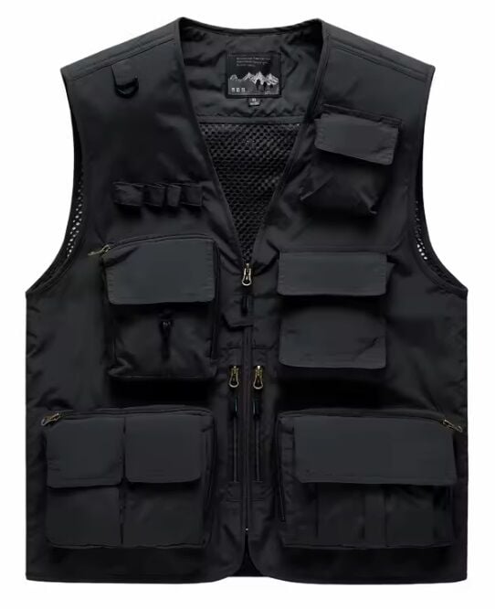 Örgü Çok Cepli Unisex Spor Balıkçılık Yeleği Fotoğrafçılık İş Kıyafetleri Rahat Kargo Yelek Beden XXL