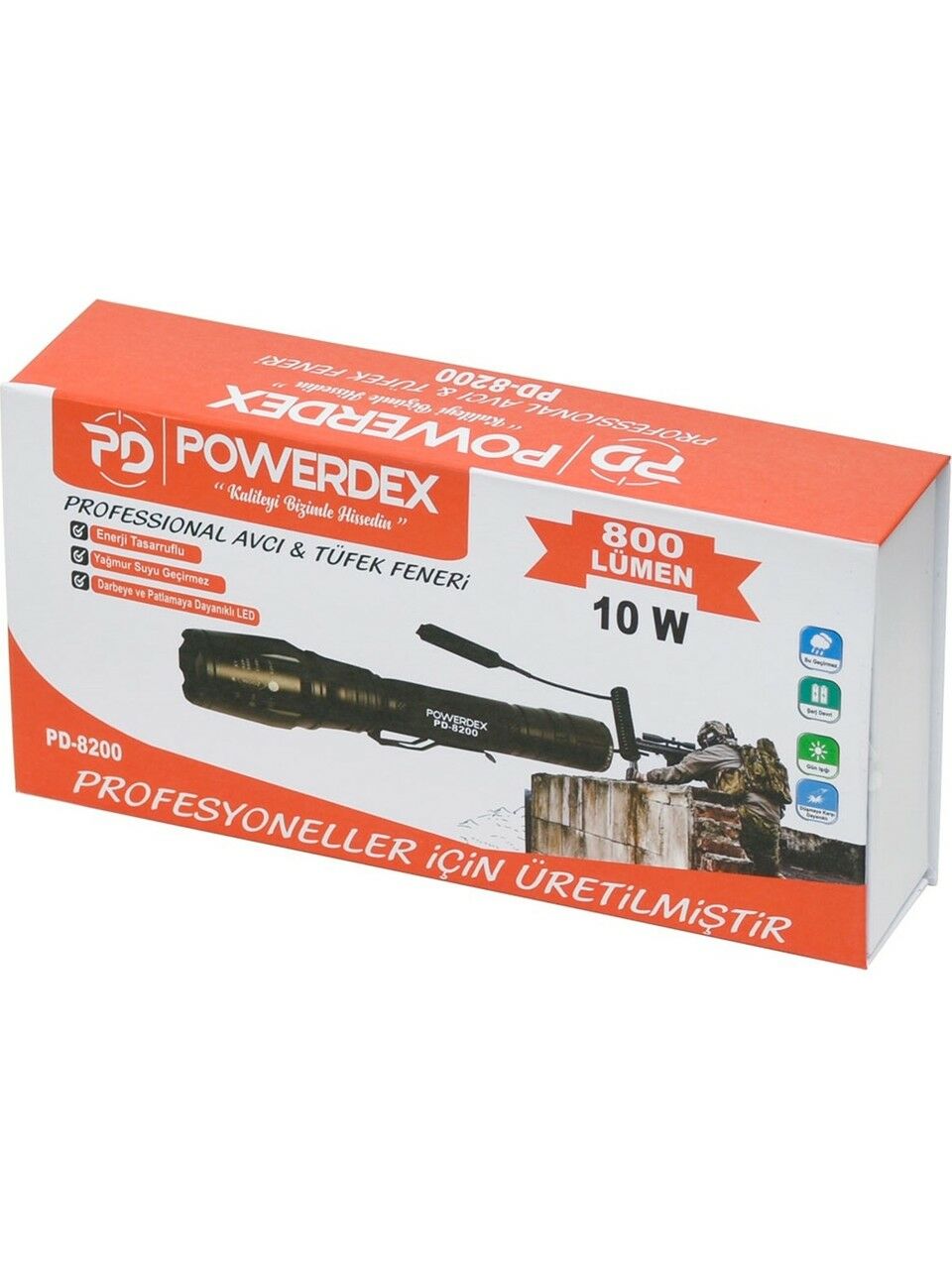 Powerdex 10w Şarjlı Profesyonel Avcı Tüfek Feneri Pd-8200