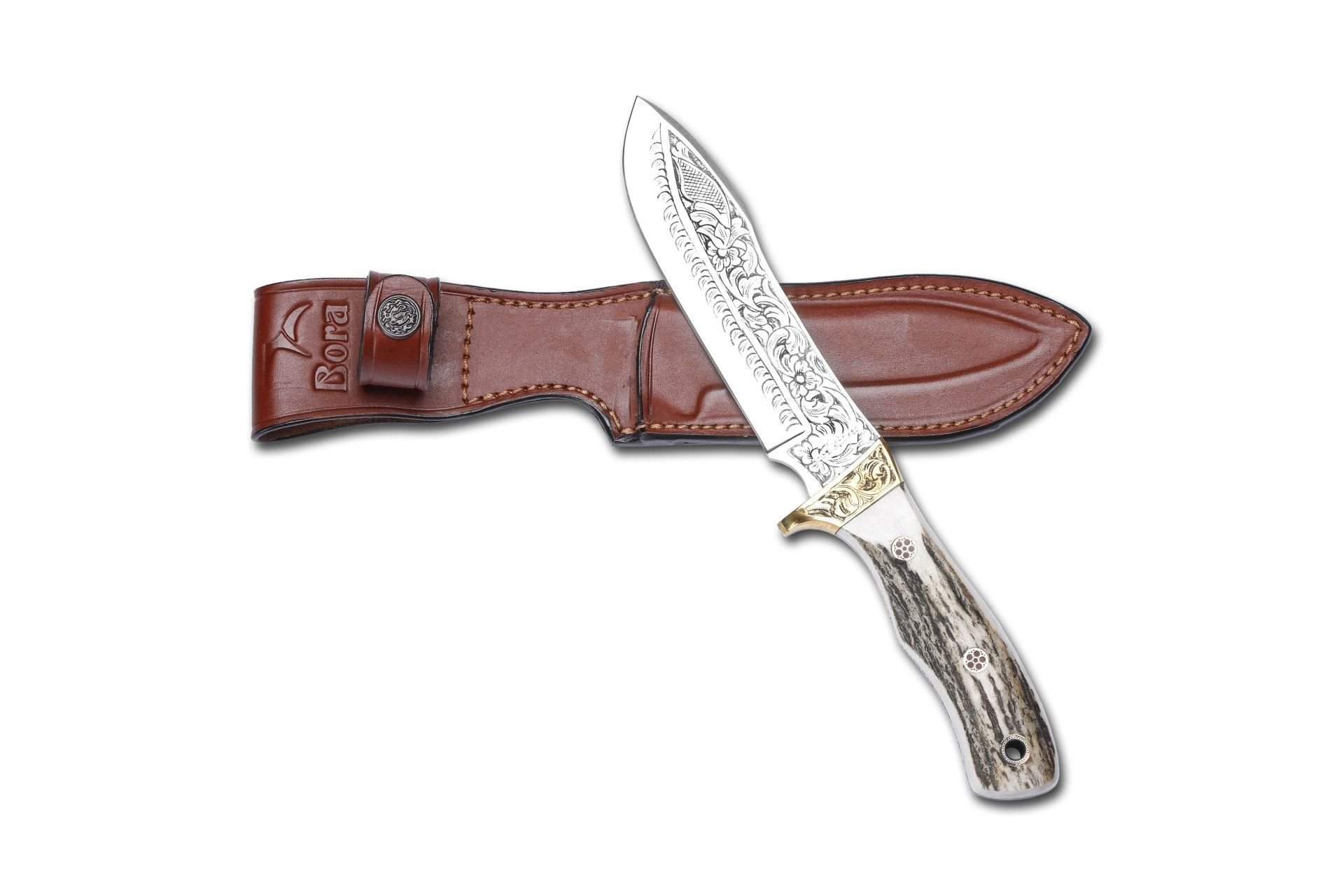 Bora 412 Safari Boynuz Sap Gravürlü Bıçak