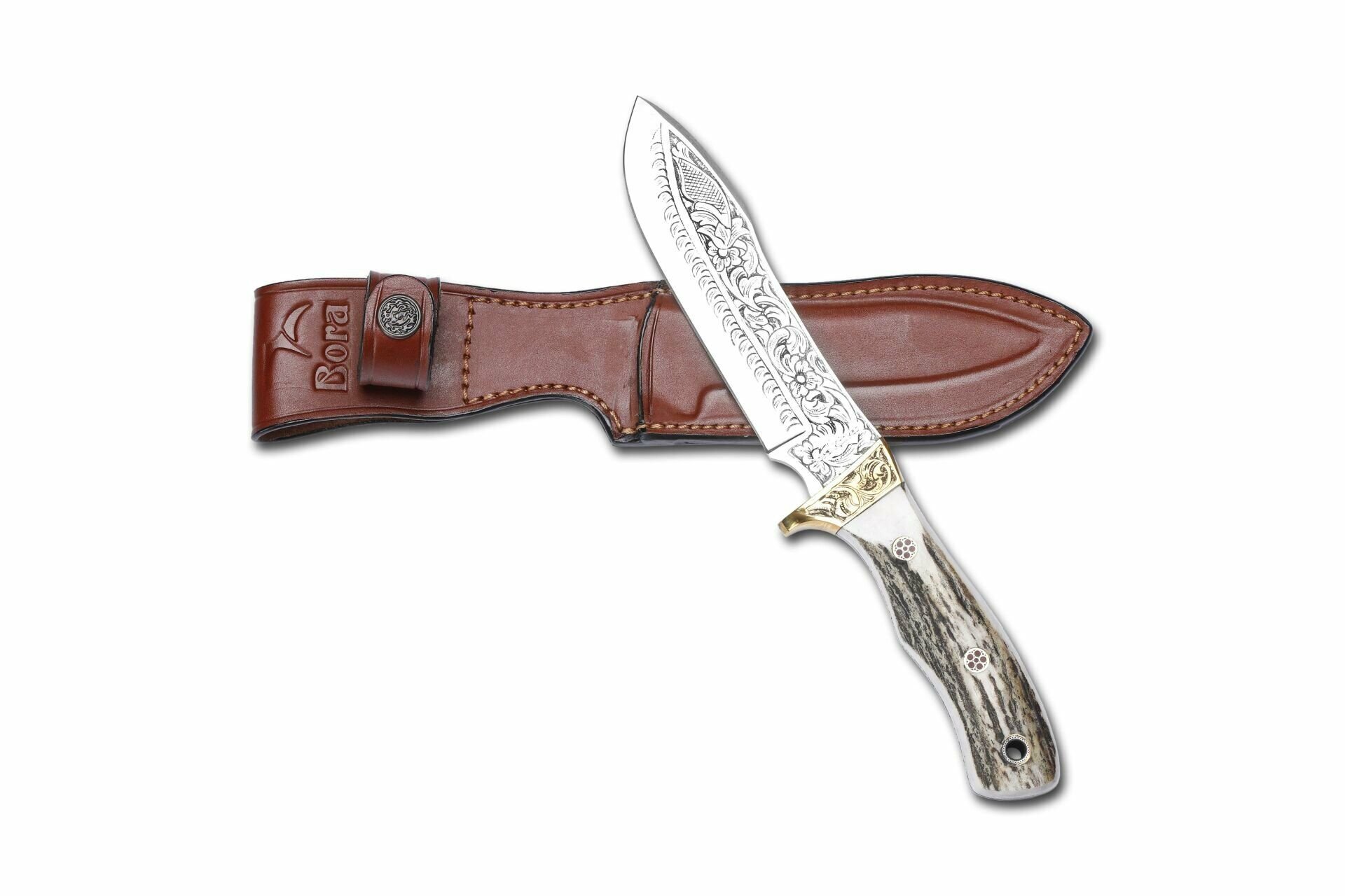 Bora 412 Safari Boynuz Sap Gravürlü Bıçak