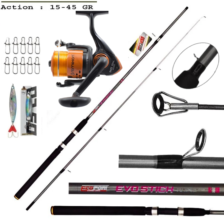 Ecoport Evo Stick 240cm Spin Kamış 15 - 45 gr. Remixon Fast Sell 4000 Spin Olta Seti