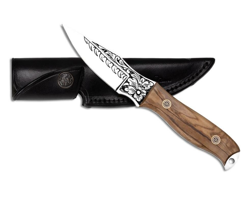 Bora 323 Crow (Caping) Zeytin Ağacı Sap Gravürlü Bıçak