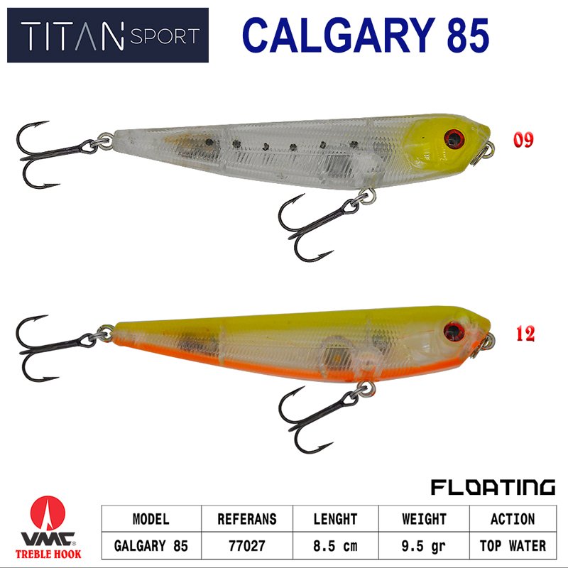Titan Calgary 85 mm 9,5 gr TopWater Maket Balık