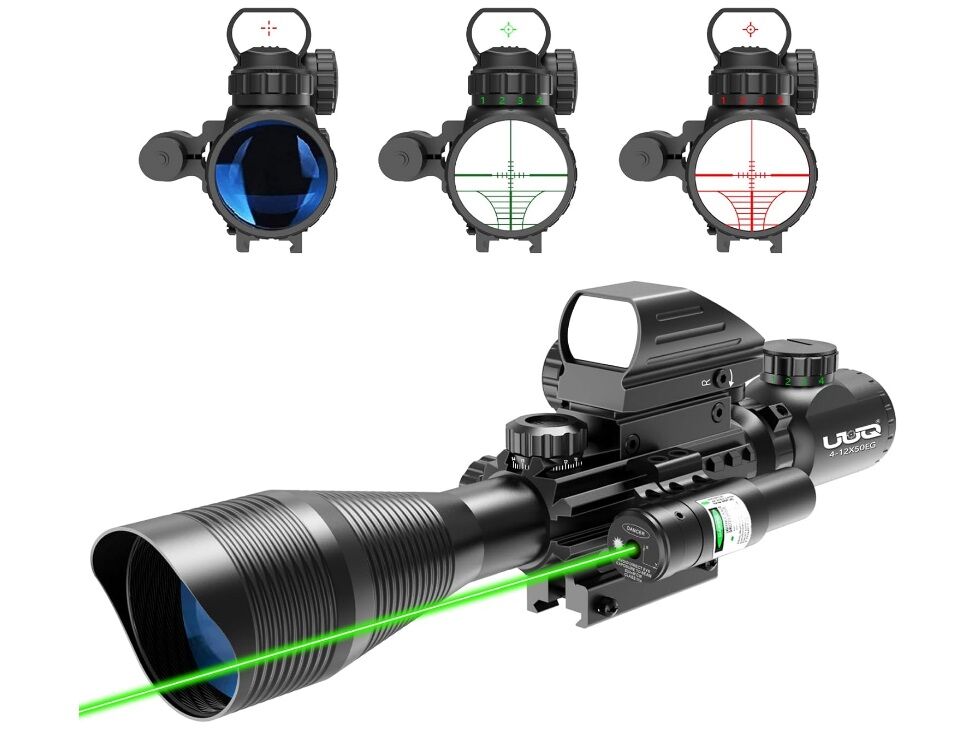 Comet 4-12x50 Eg Işıklı Dürbün + Güçlü Lazer + Red Dot 3 'lü Taktikal Set