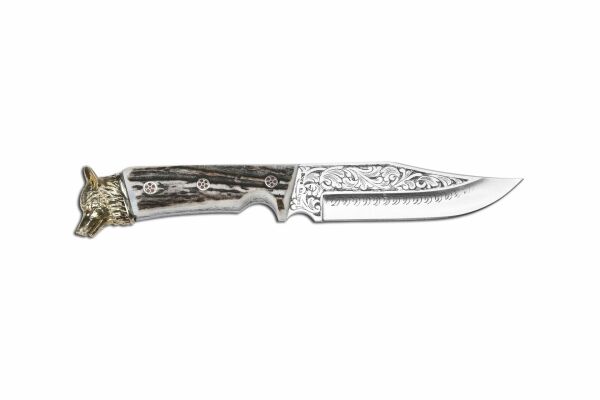 Bora 415 B Küçük Jungle Geyik Boynuzu Saplı Gravürlü Bıçak