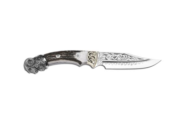 Bora 310 B Dragon Geyik Boynuzu Saplı Gravürlü Bıçak