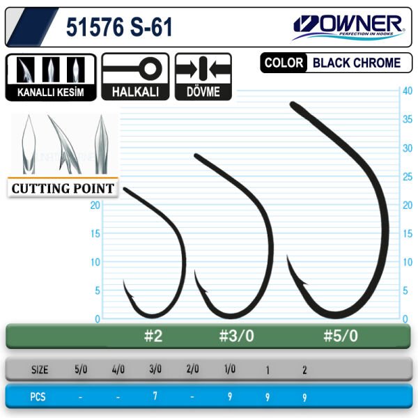 Owner 51576 S-61 Black Chrome İğne 1-0
