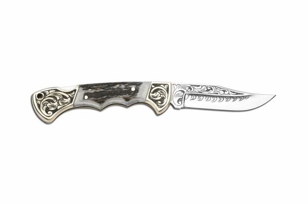 Bora 211 BG Ergonomik Boynuz Saplı Gravürlü Çakı