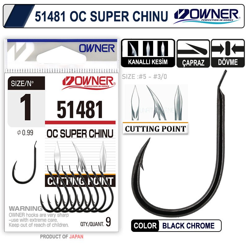 Owner 51481 Cut Super Chinu Black Chrome İğne 3-0