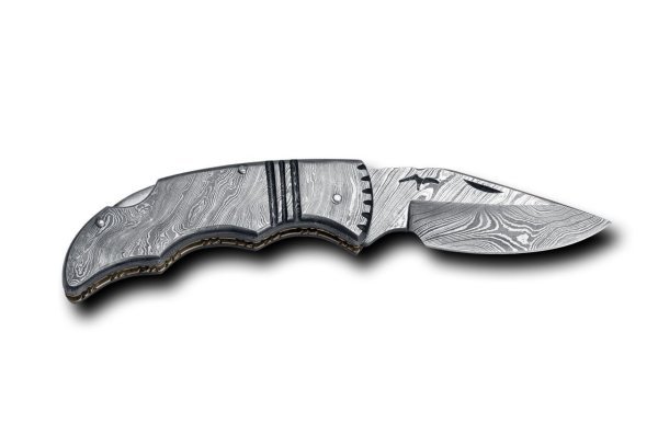 Bora 209 DMS-B Ergonomik Kilitli Damascus Çelik Boynuz Saplı Çakı