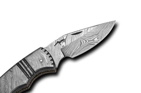 Bora 209 DMS-B Ergonomik Kilitli Damascus Çelik Boynuz Saplı Çakı