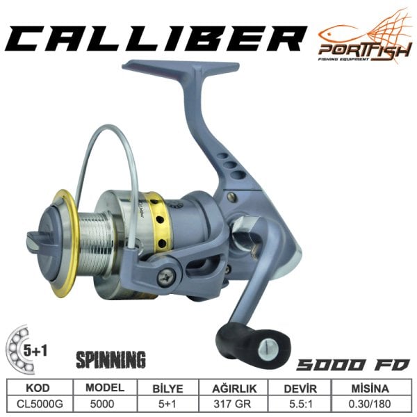 Portfish Calliber 5000  fd Olta Makinası 2+1 bb - Gri