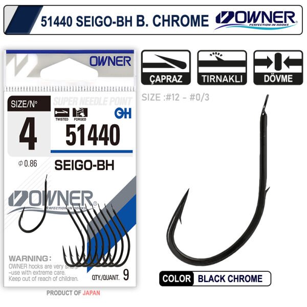 Owner 51440 Seigo-Bh Black Chrome İğne 8