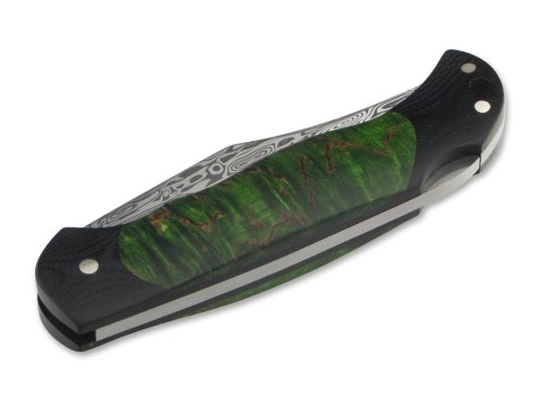 Böker Manufaktur Junior Scout Lightweight Curly Birch Green Damascus Çakı