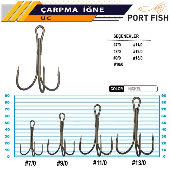Portfish Üçlü Çarpma Nikel İğne 13-0