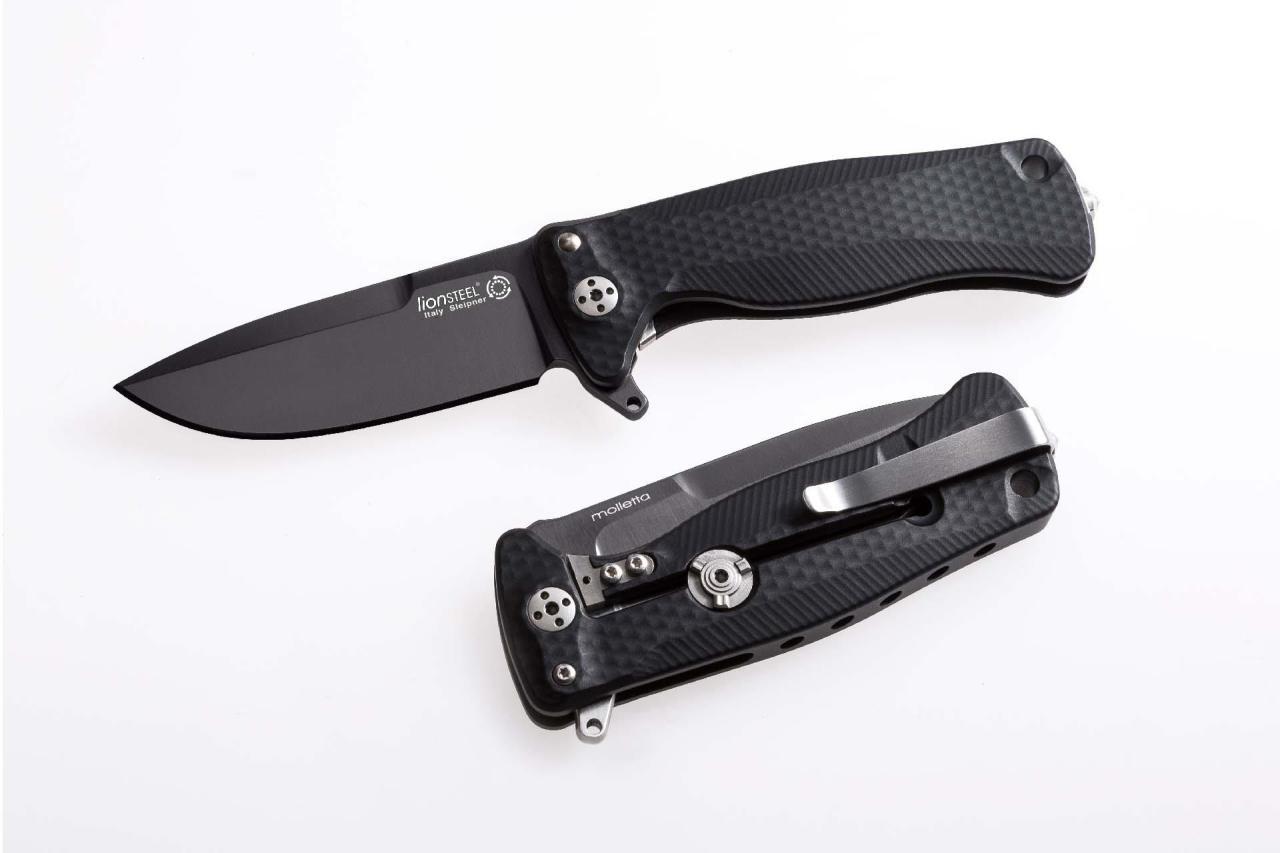 Lionsteel SR22 Aluminium Black black blade Çakı
