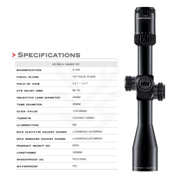 SWAMPDEER HD PRO 4-16X44 SF TÜFEK DÜRBÜNÜ