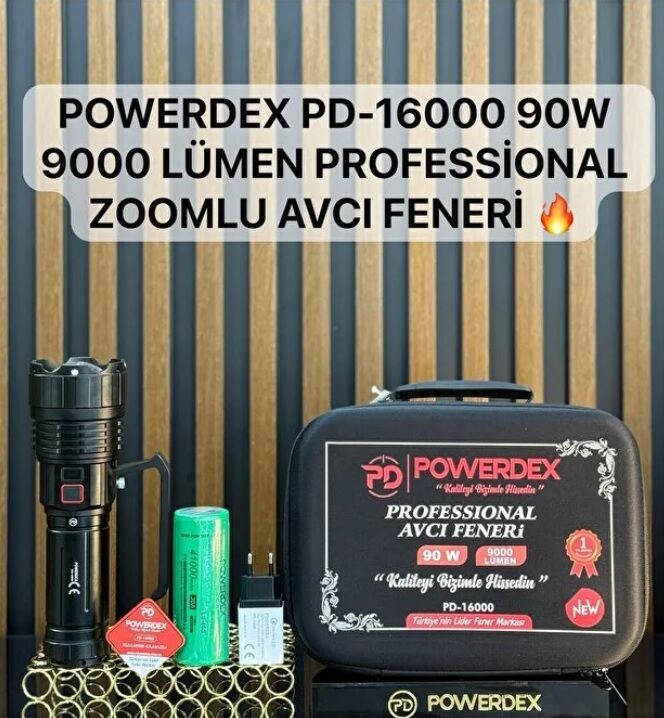 Powerdex Pd-16000 90w 9000 Lümen Profesyonel Zoomlu Güçlü Uzun menzilli Avcı El Feneri