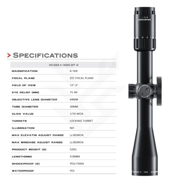 SWAMPDEER MAX 4-16X44 SF GK TÜFEK DÜRBÜNÜ