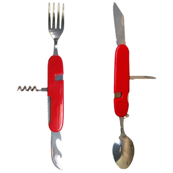 3268 Fonksiyonlu Kamp Çakısı&Çatal&Kaşık Kırmızı