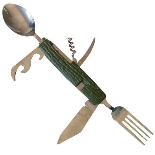 3268 Fonksiyonlu Kamp Çakısı&Çatal&Kaşık Yeşil