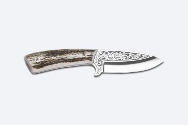 Bora 408 B Leopard Geyik Boynuzu Saplı Gravürlü Bıçak