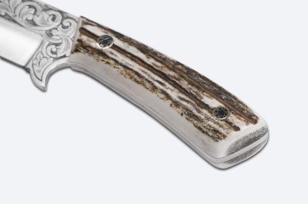 Bora 408 B Leopard Geyik Boynuzu Saplı Gravürlü Bıçak
