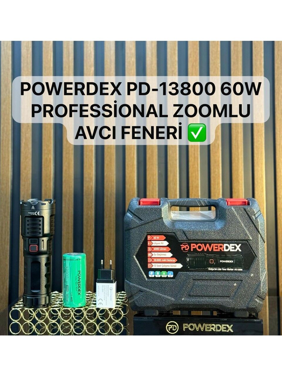 Powerdex Pd-13800 Profesyonel Büyük Avcı Feneri 60w 6000 Lümen Zoomlu