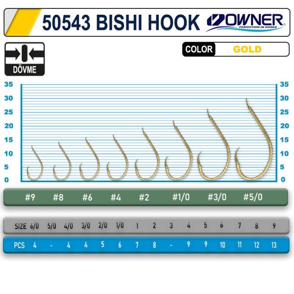 Owner 50543 Bishi Hook Gold İğne 1-0