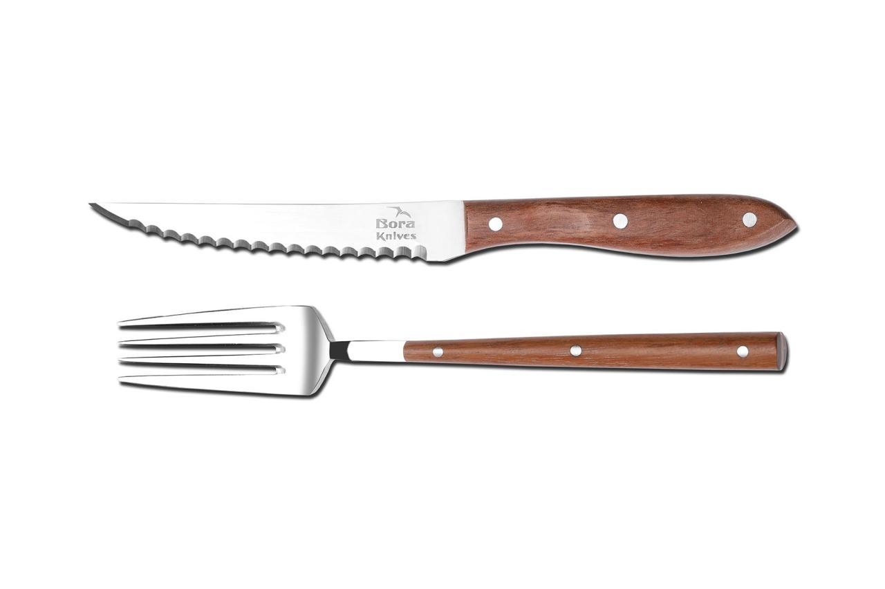 Bora 729 G Gül Saplı Çatal ve Bıçak Set