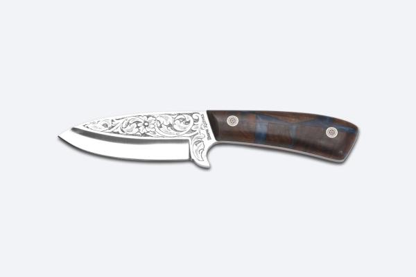 Bora 408 Leopard Stabilize Ceviz Saplı Gravürlü Bıçak