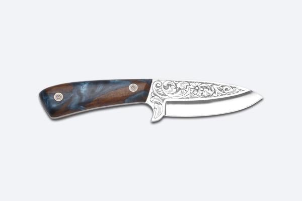 Bora 408 Leopard Stabilize Ceviz Saplı Gravürlü Bıçak
