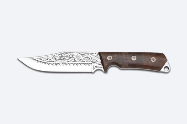 Bora 415 C Küçük Jungle Ceviz Saplı Gravürlü Bıçak