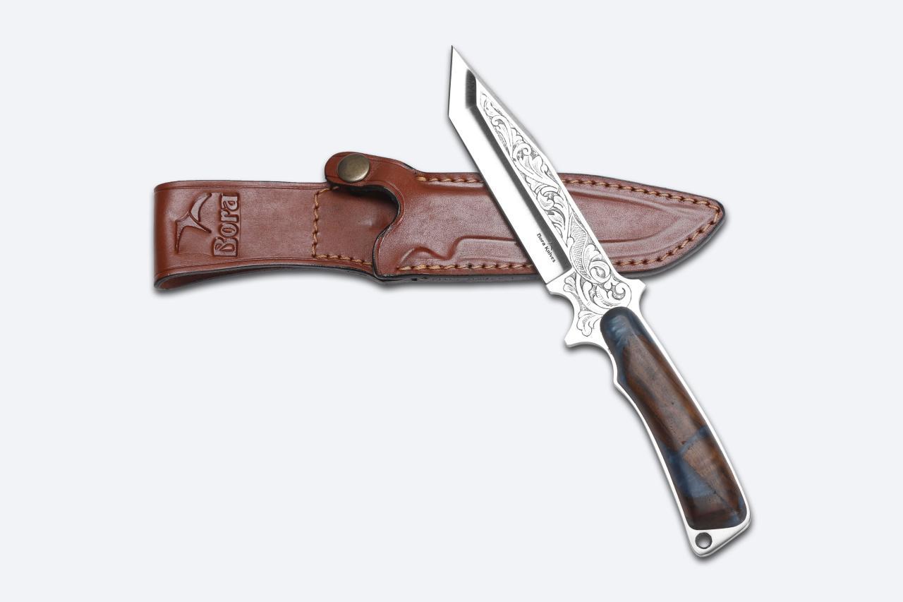 Bora 410 Shogun Stabilize Ceviz Saplı Gravürlü Bıçak