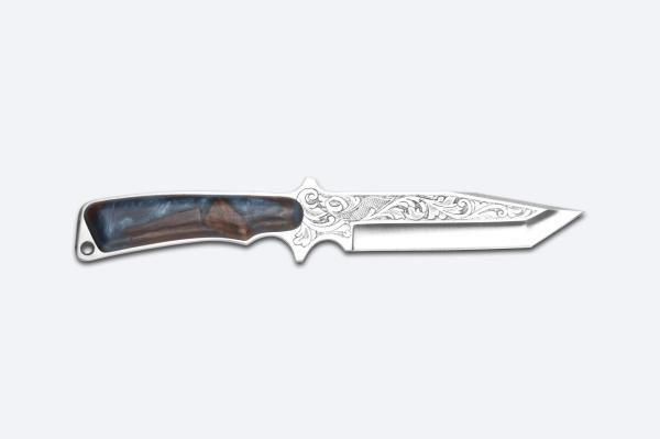 Bora 410 Shogun Stabilize Ceviz Saplı Gravürlü Bıçak