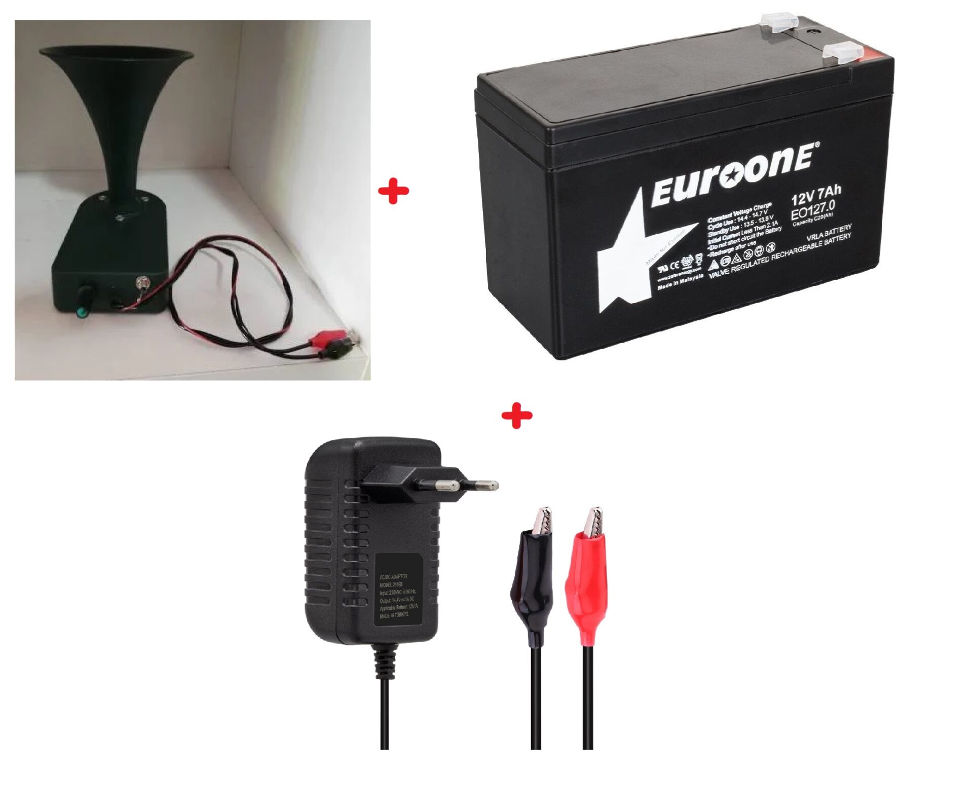 Tek Sesli Bıldırcın Teyip 1. Kalite 12 Volt Akü Ve Şarj Adaptörü Seti