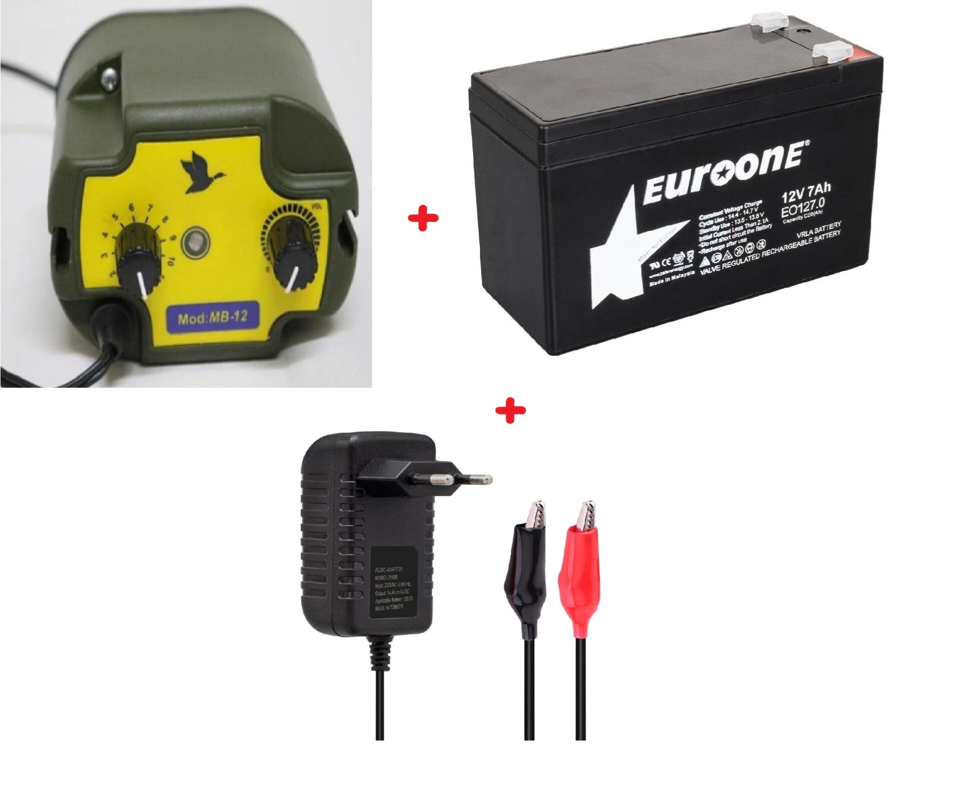 Bıldırcın Çulluk Kaz Keklik Ördek Teybi (12 Sesli) 40 Watt 1. Kalite 12 Volt Akü Ve Şarj Adaptörü Seti