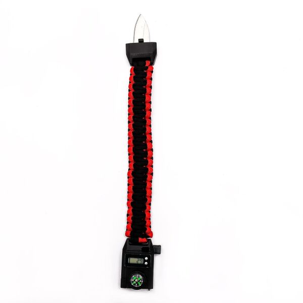FreeCamp Kata Saat Göstergeli Paracord-KIRMIZI-SİYAH